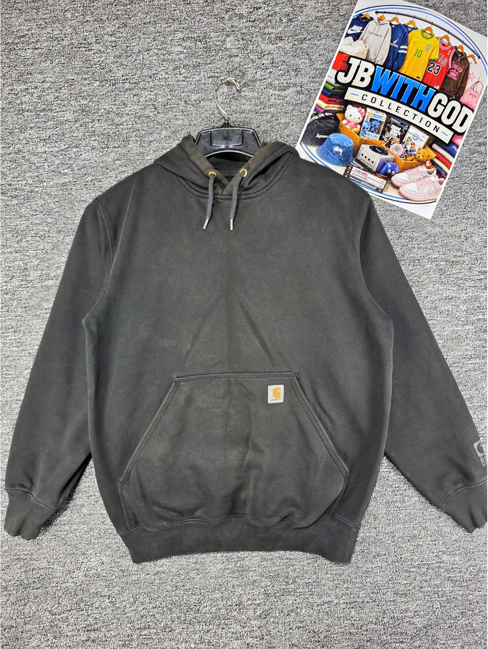 Carhartt Black Original Fit Logo Fleece Pullover Hoodie w/ Pockets Men's M